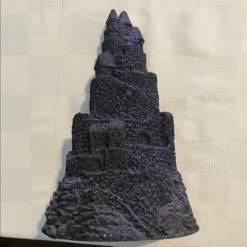Mystical Black Glitter Castle Sculpture